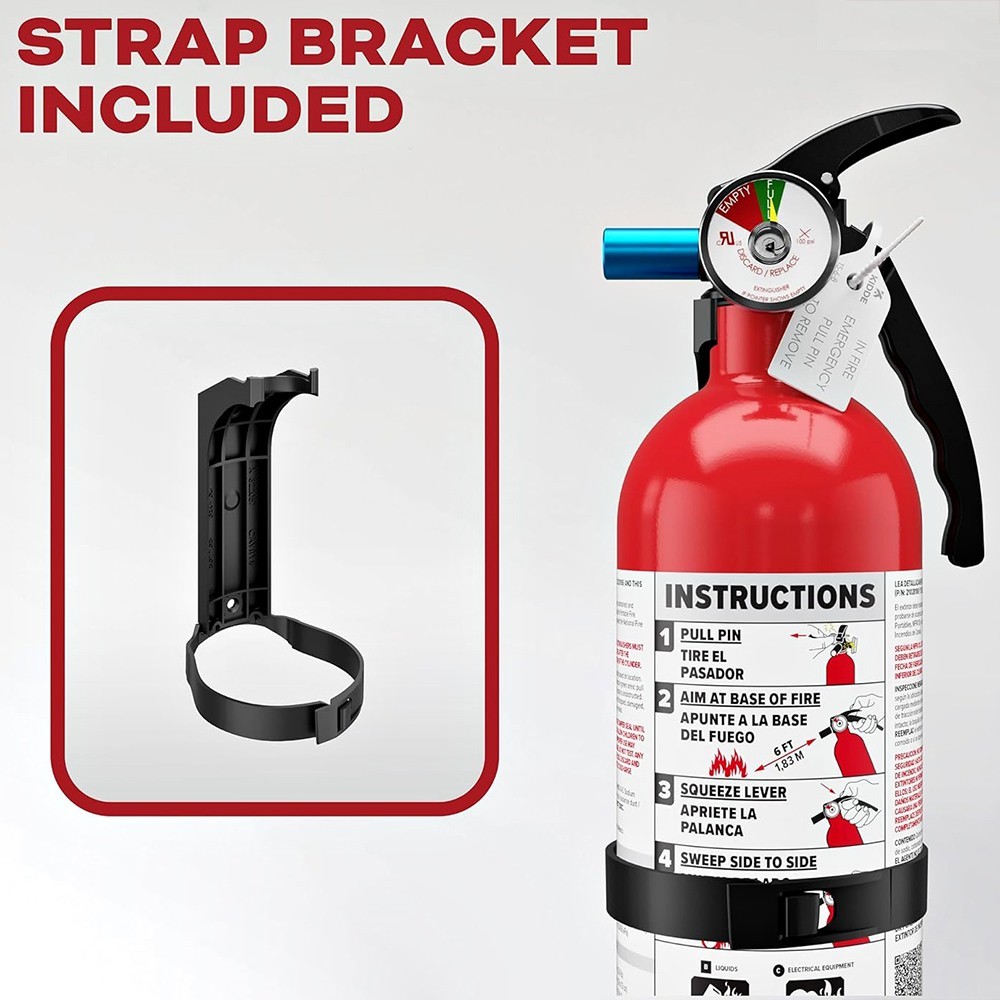 FIRE EXTINGUISHER FOR HOME OFFICE SCHOOL 2LB 5-B:C QUICK SINGLE USE 6 FT RANGE