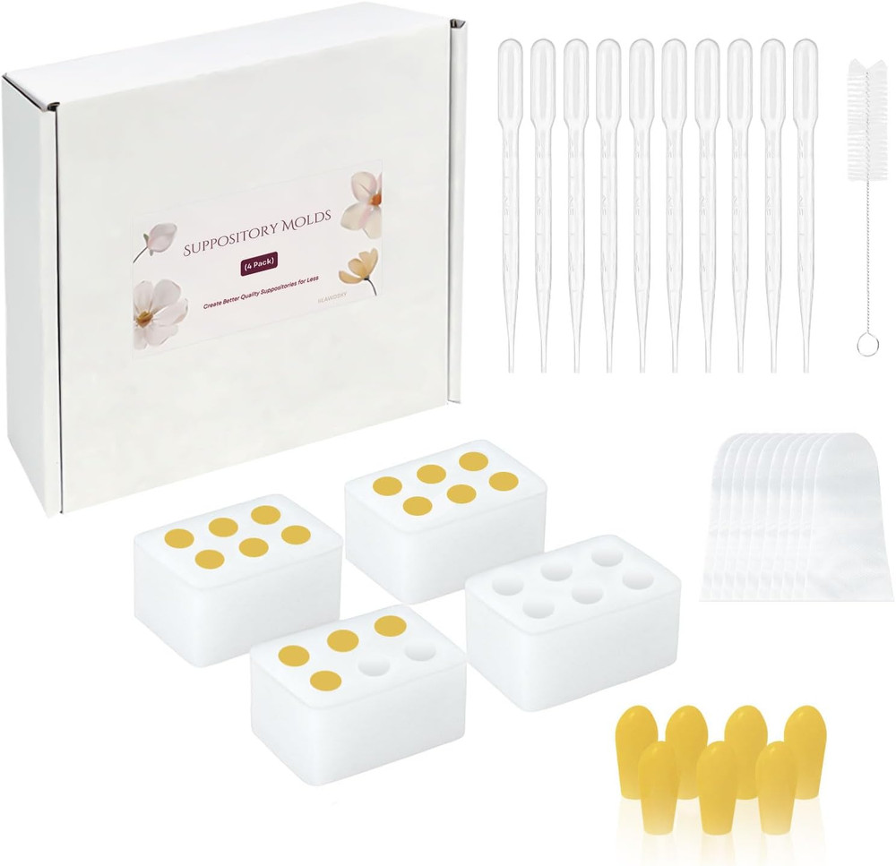 Reusable Suppository Molds Kit,2Ml, Silicone Suppository Molds Kit Includes 4 Tr