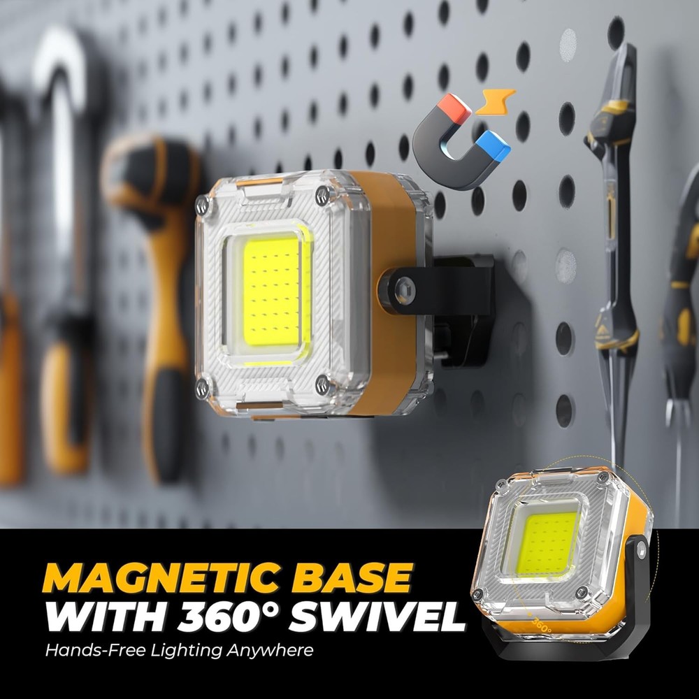 Rechargeable Work Light, 2Pack 1200LM Double-Sided Portable Work Lights with 8 M