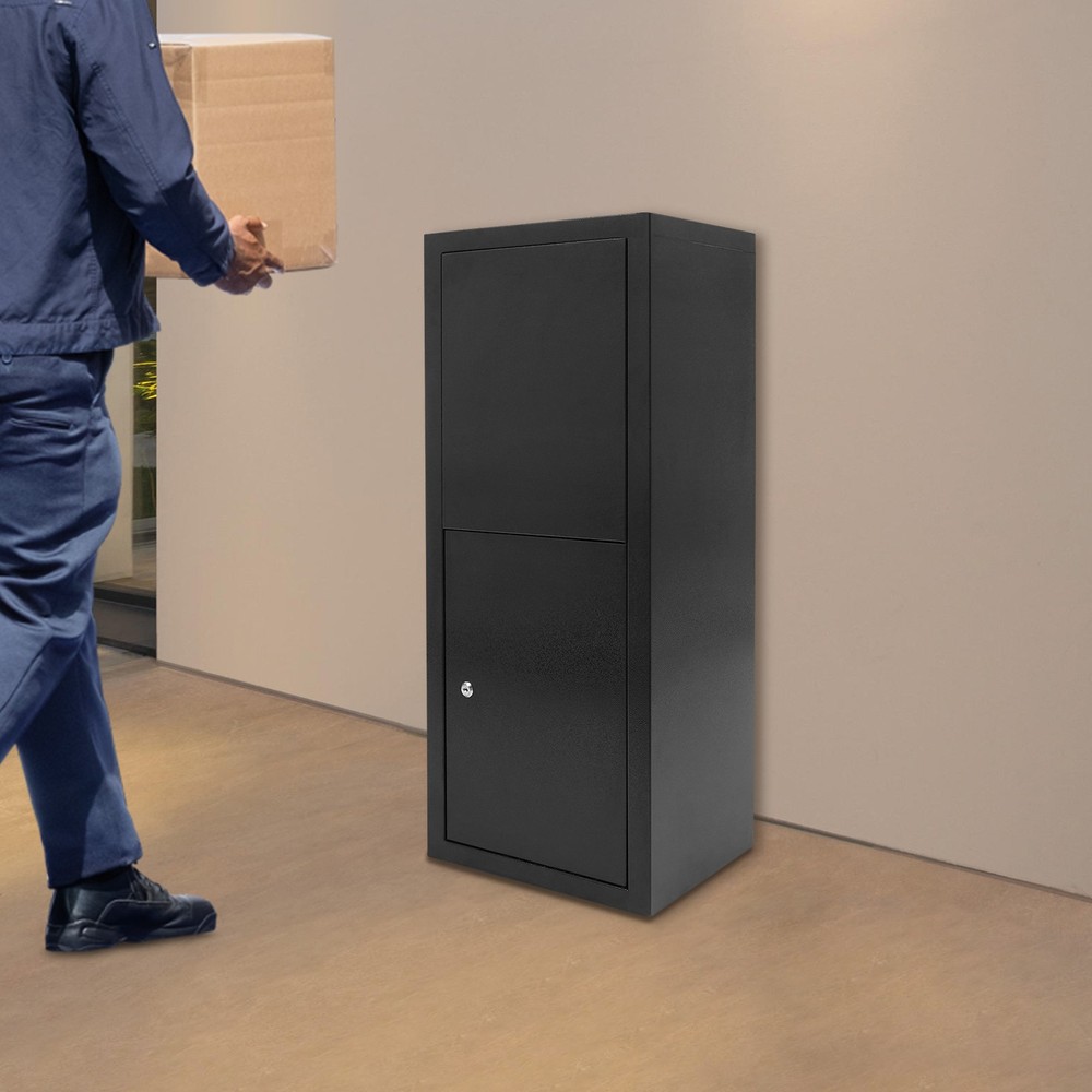Parcel Drop Box, Package Delivery Box, Large Mail Box with Key Lock Black