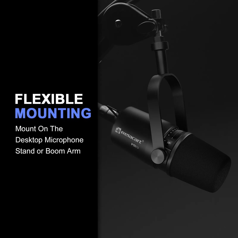 Relacart PM2 Professional USB Cardioid Dynamic Podcasting Microphone Recording