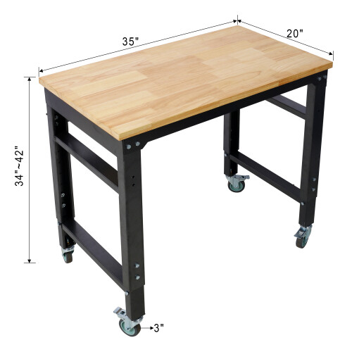 35" 48" 60" Wide Rolling Workbench Adjustable Workshop Tool Bench for Garage