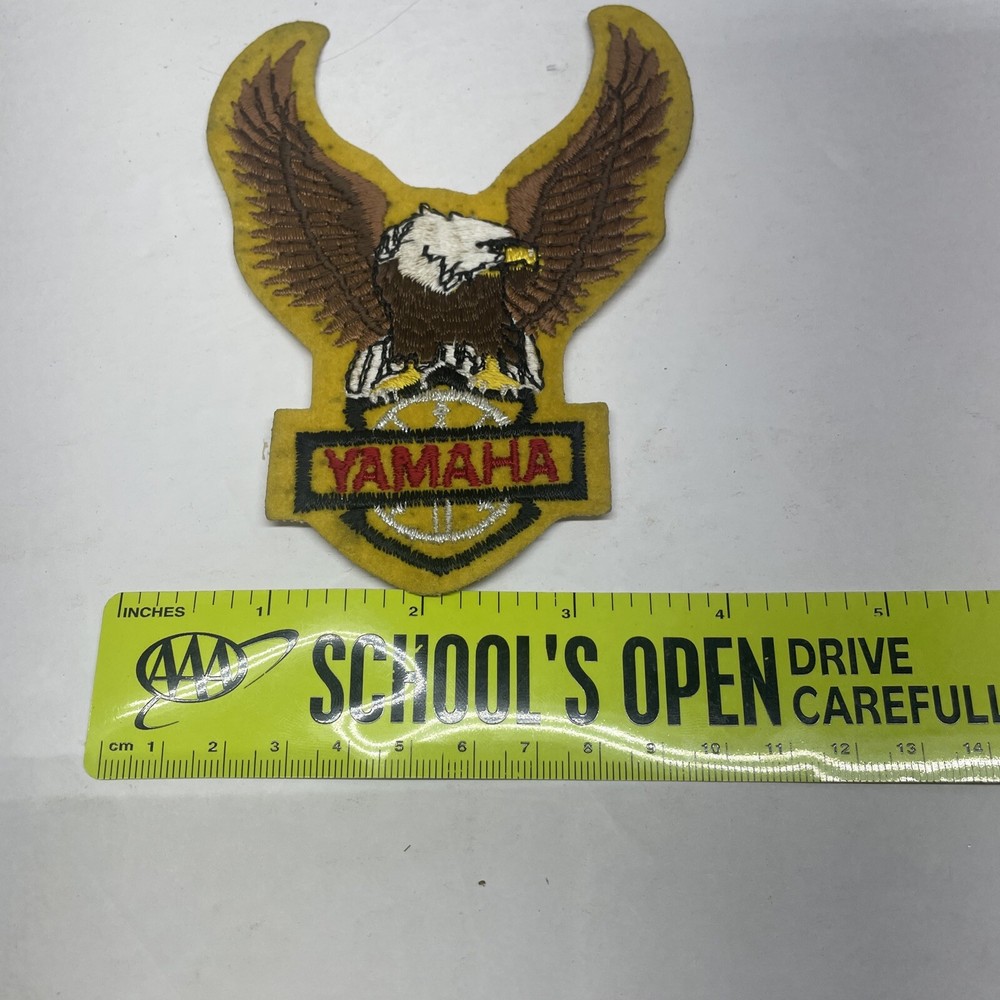 Yamaha Embroidered Eagle Motorcycle Jacket Patch Yellow 5" x 4"