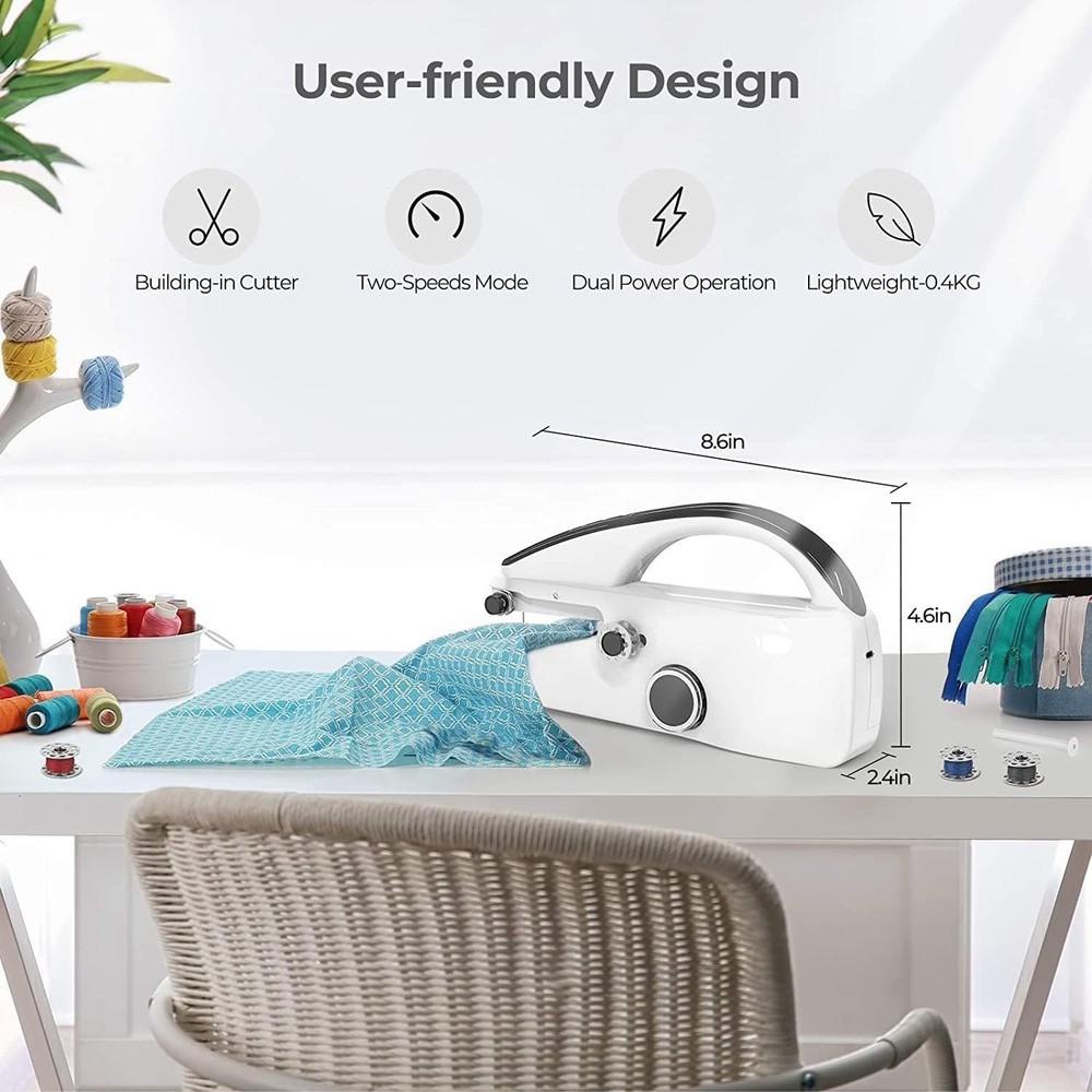 Handheld Mini Portable Electric Small Sewing Machine Quick Stitch for Home Tr...