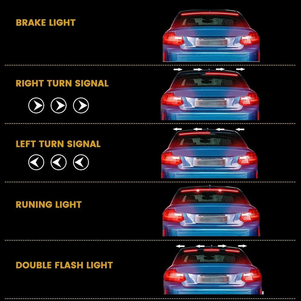 E-Bright LED Brake Light Strip Light Third Brake 5 Function Sequential Turn Sign
