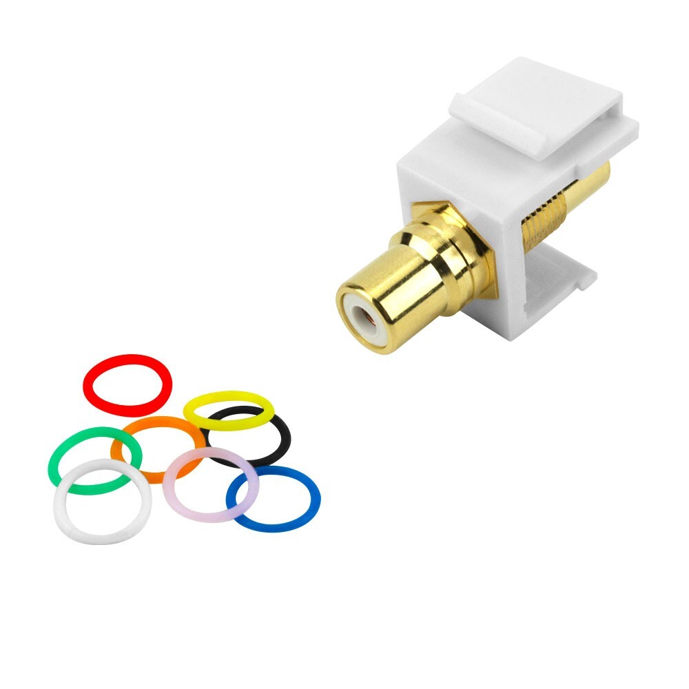 Construct Pro™ RCA to RCA Keystone Jack Insert (8 Color Bands, White)