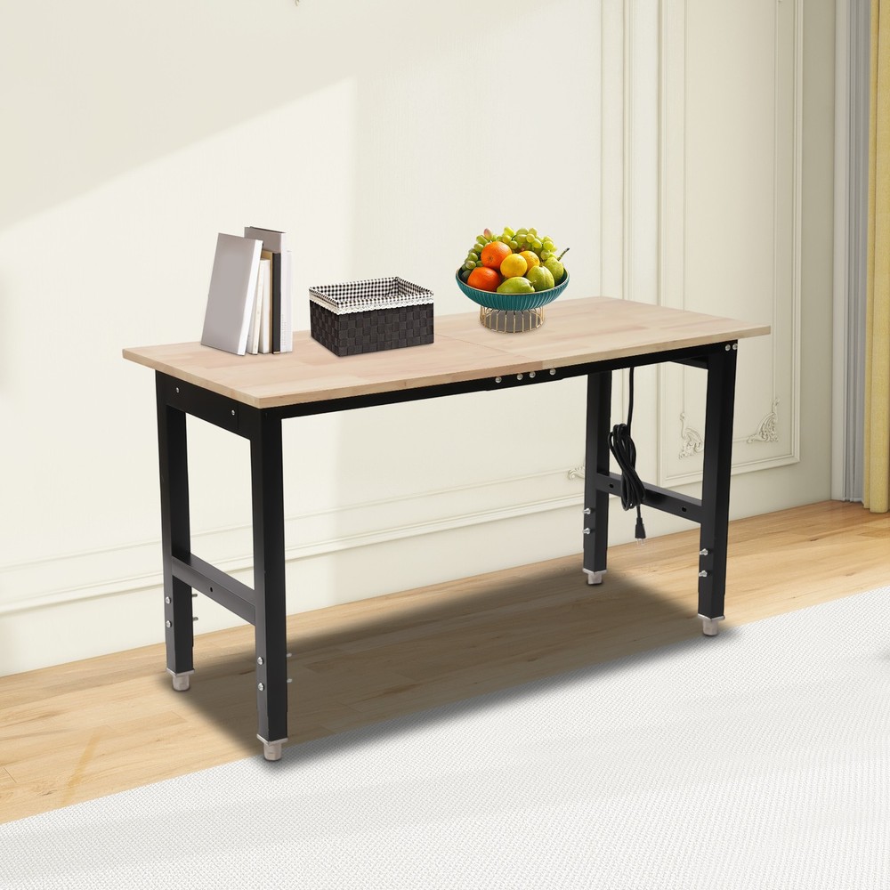 48x20" Heavy Duty Work Table Adjustable Workbench with Power Outlets 2000lbs US