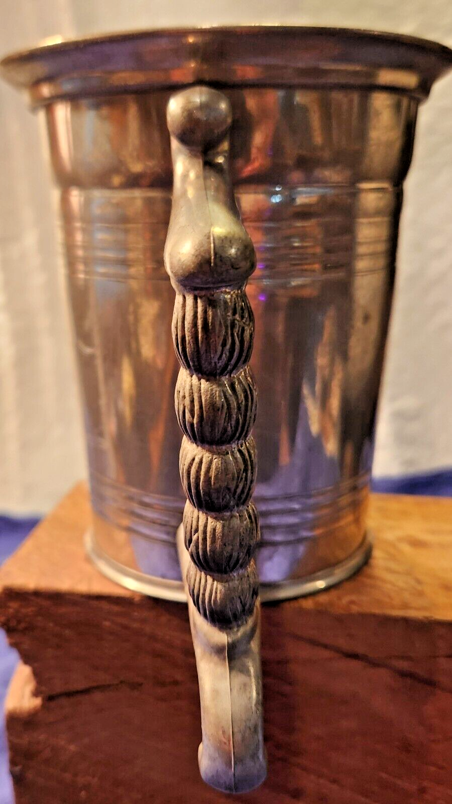 Glass-Bottom ENGLISH PEWTER Tankard / DWIGHT inscribed on side-Made in ENGLAND!