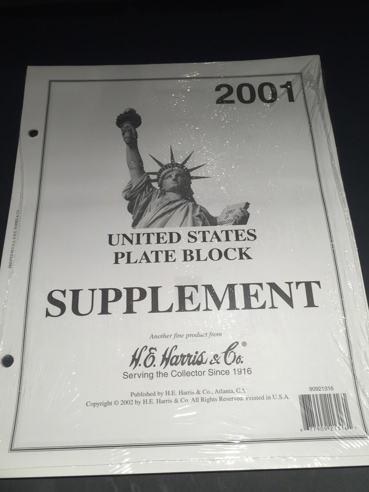 2001 H E Harris Liberty Plate Block Stamp Album Supplement Sealed Pages New