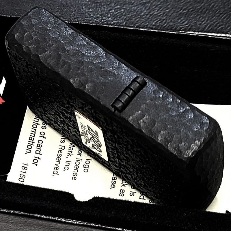 Zippo Armor Deep Black 3 Sided Router Processing Silver Metal Lighter Regular