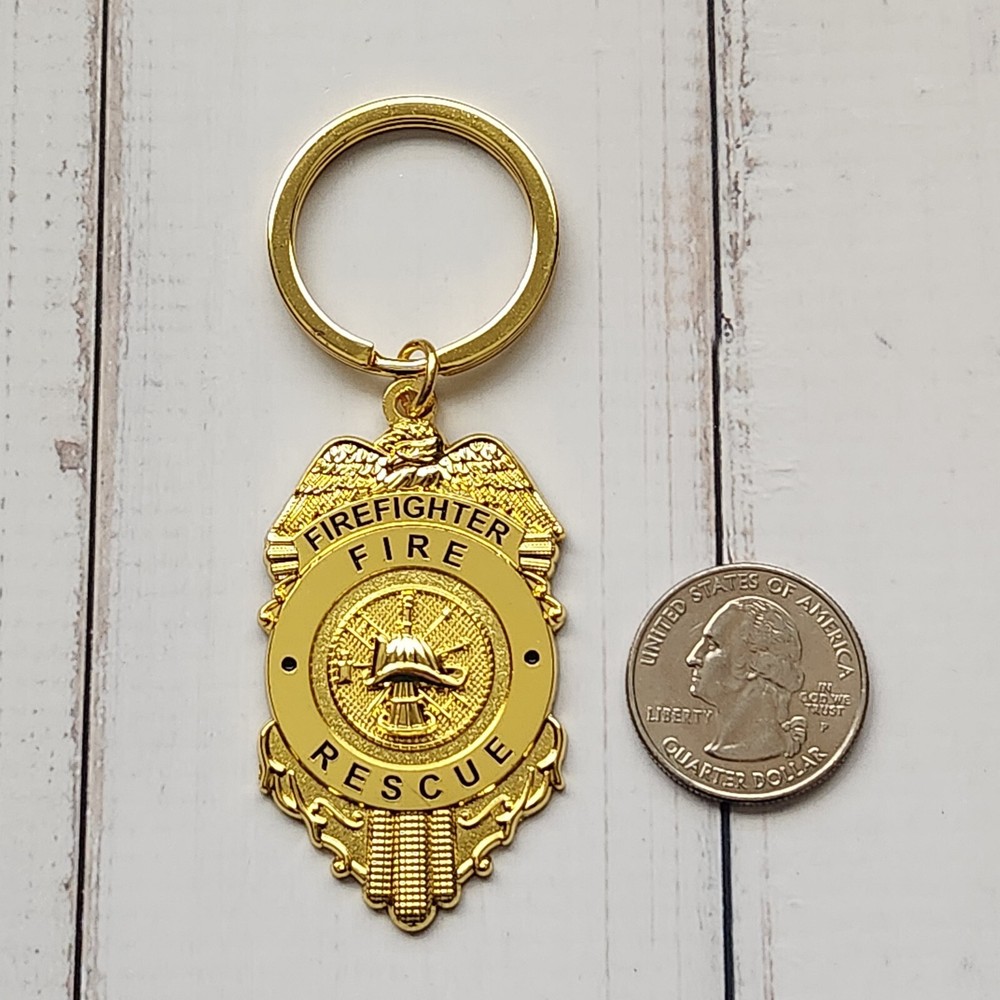 Firefighter Mini Badge Metal Keychain