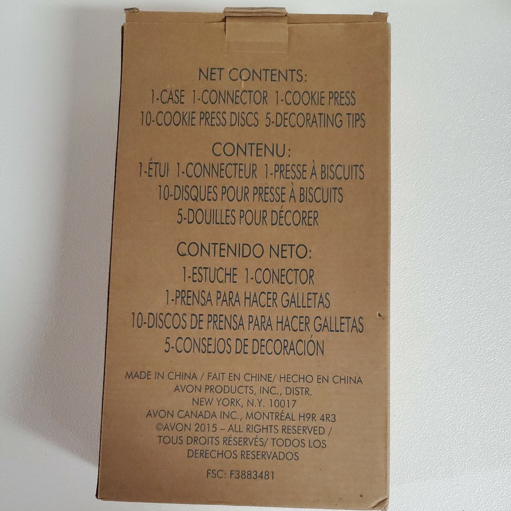 Avon Cookie Press Gun 10 Discs 5 Decorator Tips Case Instructions New OPEN BOX