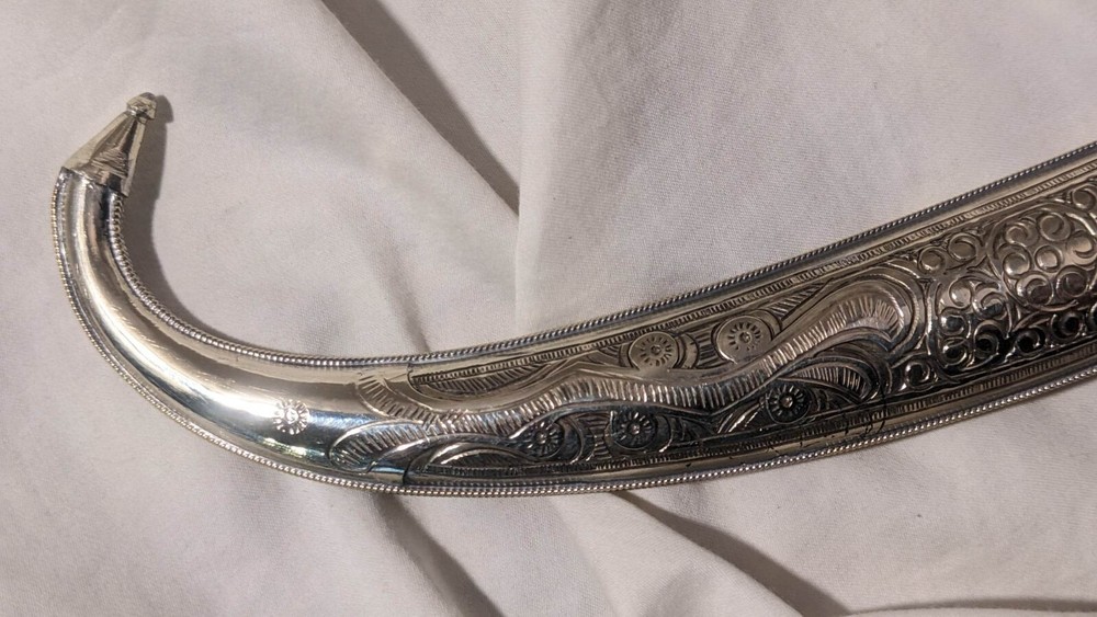 Authentic 16-3/4" Morocco Dagger Khanjar Handmade Silver Dagger Berber + CORD
