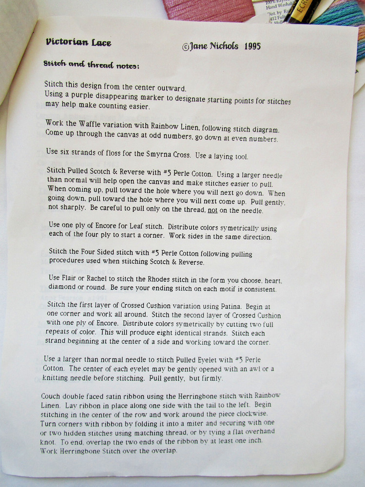 Victorian Lace Embroidery Pattern with Partial Supplies