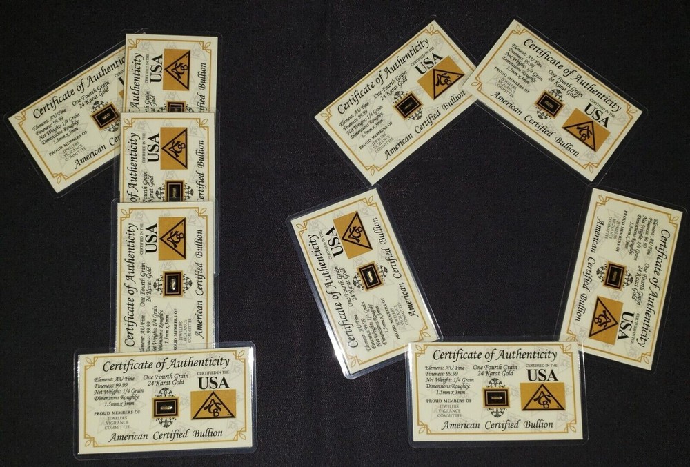 GOLD x10 ACB 1/4GRAIN 24K SOLID BULLION MINTED BAR 9999 FINE CERT/AUTHENTICITY&