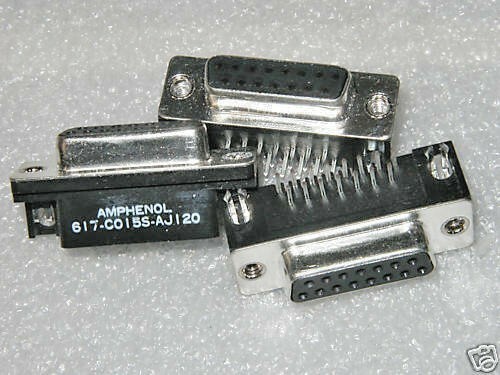 15 POSITION AMPHENOL FEMALE RIGHT-ANGLE D-SUB PCB CONNECTORS - 10 pcs