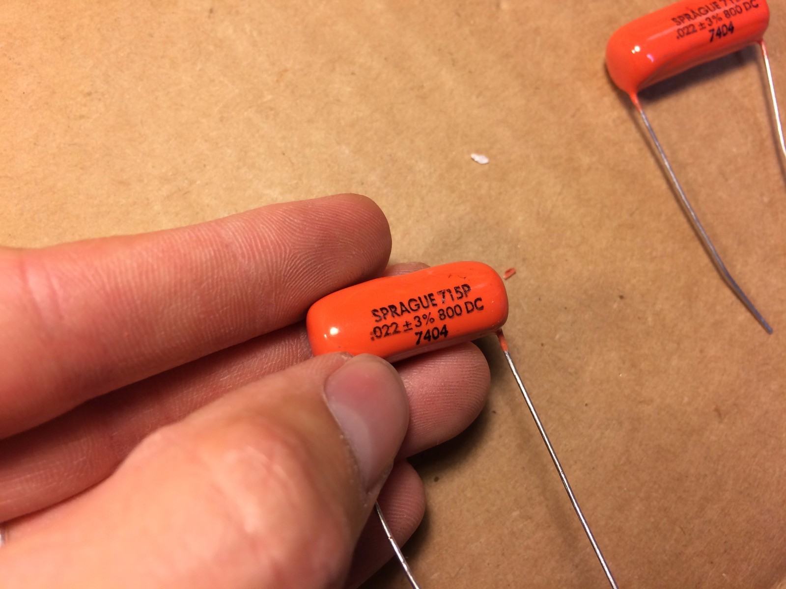 2 NOS Vintage 1974 Sprague Orange Drop .022 uf 800v Capacitors Tone Caps 600v