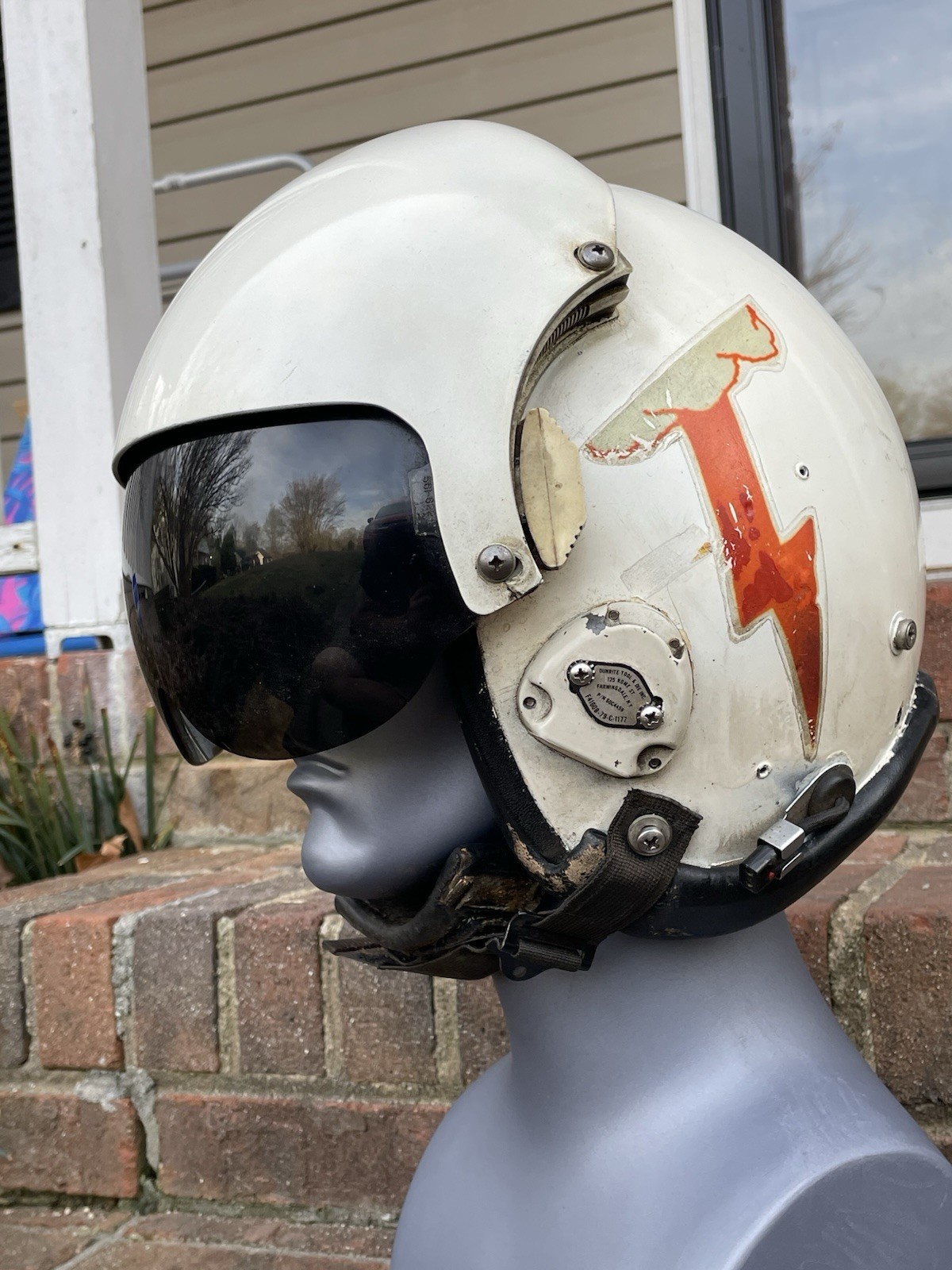 Vtg HGU-26 Dual Visor Gentex Flight Fighter Pilot Helmet Partial decals