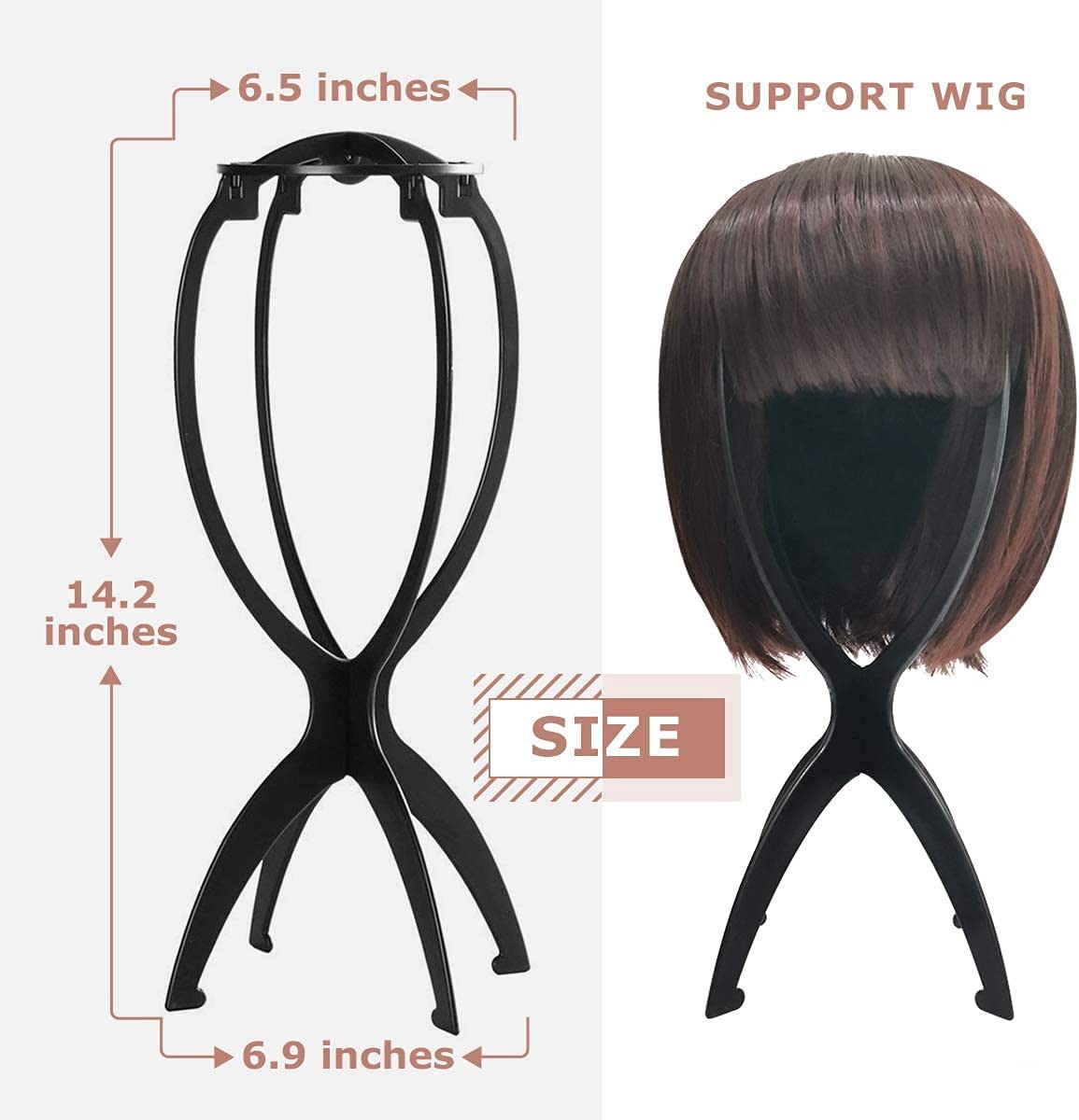 Wig Stand, Wig Head Stand, Wig Holder for Multiple Wigs, Black, 3 Pack