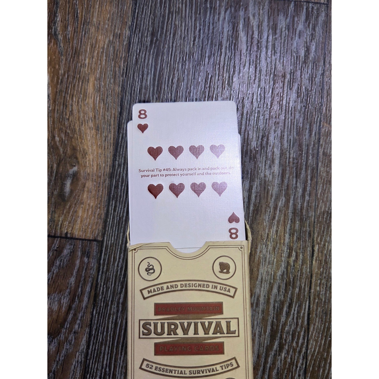 Bradley Mountain Survival Playing Cards 52 Essential Tips Made in USA Tan Brown