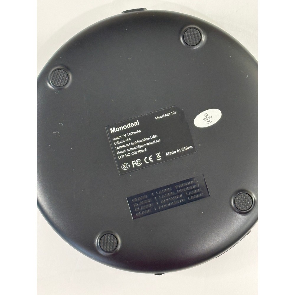 Monodeal Portable Rechargeable CD MP3 Player Programable AUX Anti-Skip 15 Hour