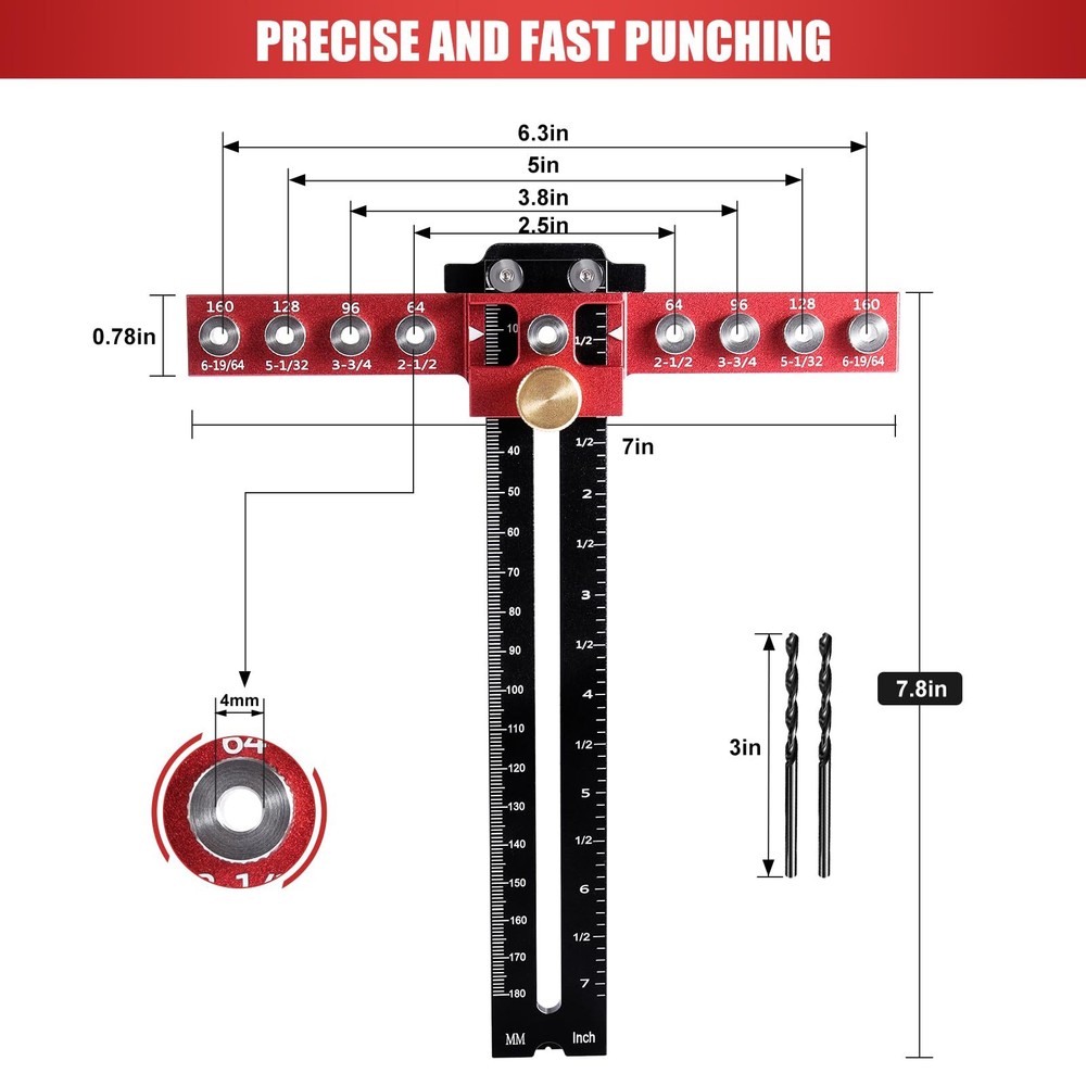 Cabinet Hardware Jig Template Tool Adjustable Drill Guide for Pulls and Handles