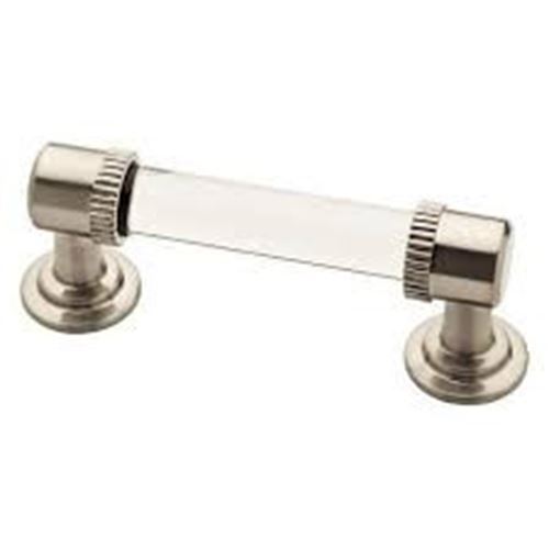 3" Classic Clear Glass Pull with Satin Nickel