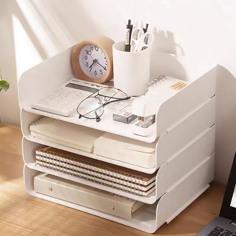 4 Tier Desk Organizer, Stackable Tray Organizer for Document, Letter, A4 File...