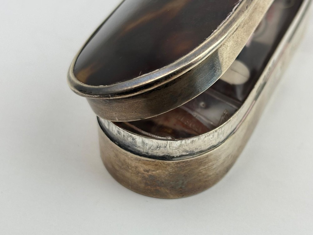 Silver And Turtle Shell Sewing Kit Box