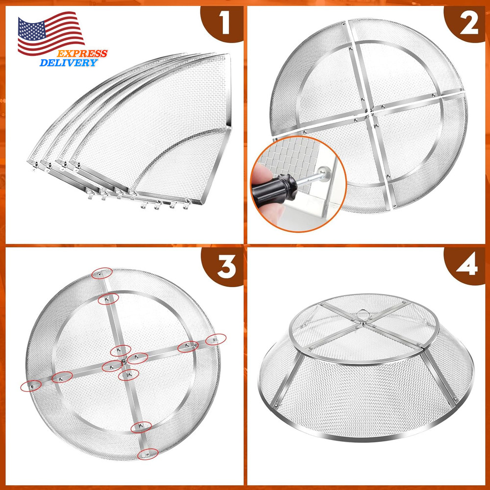 27" Yukon Shield Mesh Fire Pit Spark Protector w/Grill Function & Removal Tools