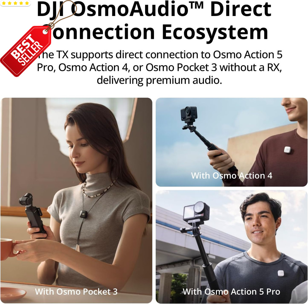 Wireless Lavalier Mic Mini Transmitter Infinity Black Camera Iphone Android US