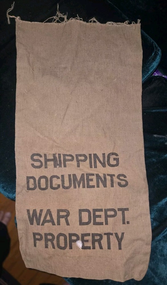 Original WwI / WWII US War Dept. Shipping Documents Bag 24x12"