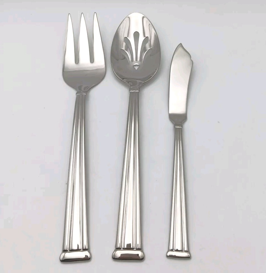 Lenox Lanford Server Hostess 3pc Set 18/10 Stainless Flatware Glossy