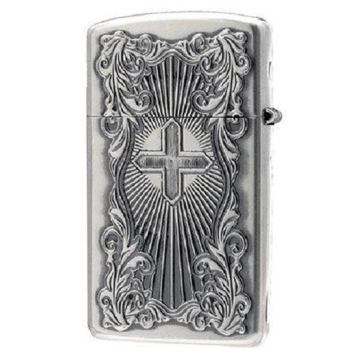 Zippo Oil Lighter Deep Etching Arabesque Maria Slim Silver-Plated