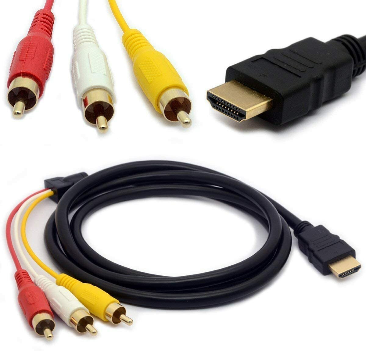 1080P HDMI Male To 3 RCA Video Audio AV Component Converter Adapter Cable HDTV