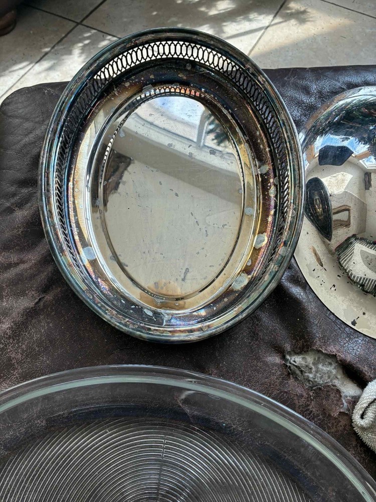 Vintage Silverplate Oval Chafing Dish Lid – Ornate Handle – Serving Ware