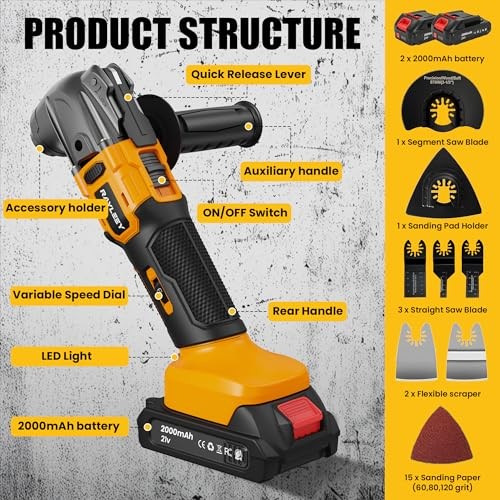 Cordless Oscillating Multi-Tool Kit with 2 Batteries, Brushless Motor, 6