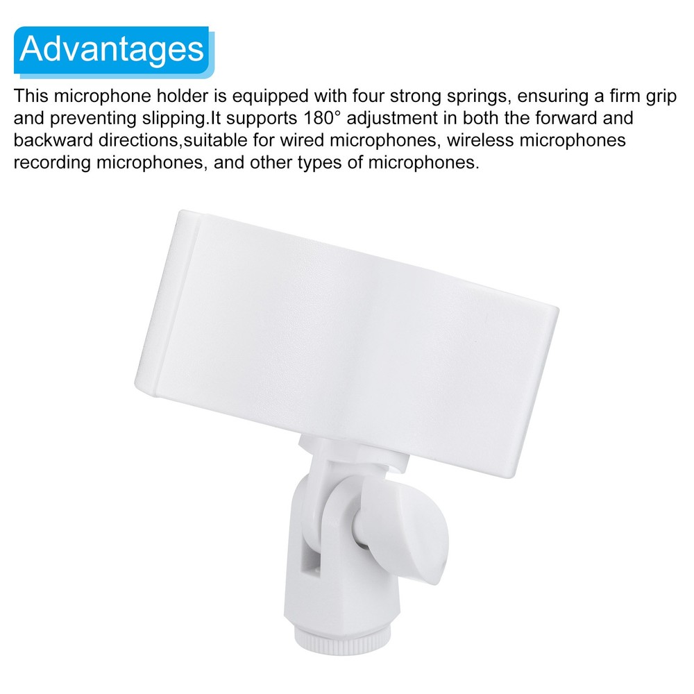 Mic Holder 32mm-60mm Plastic Interface with 3/8 Plastic Adapter White