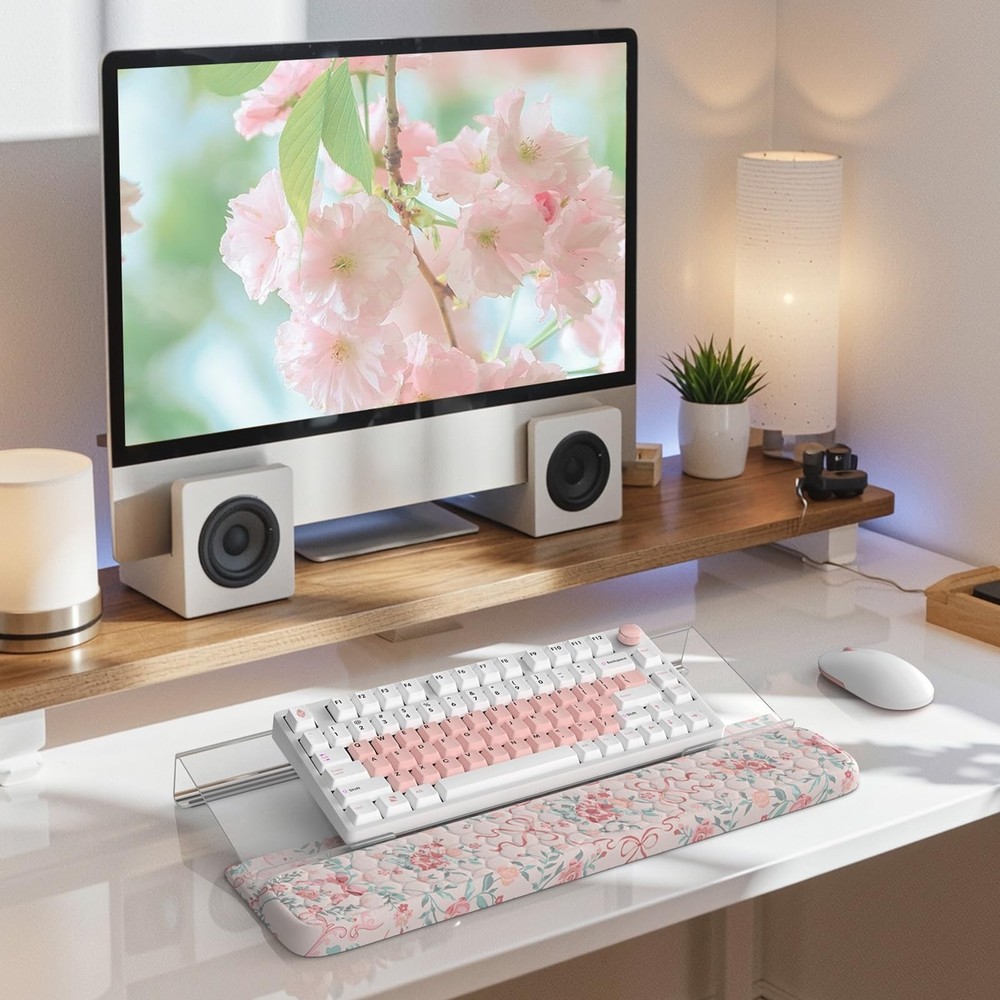 2 in 1 Wrist Support Pad for Keyboard, 3-Level Height Adjustment Keyboard Ris...