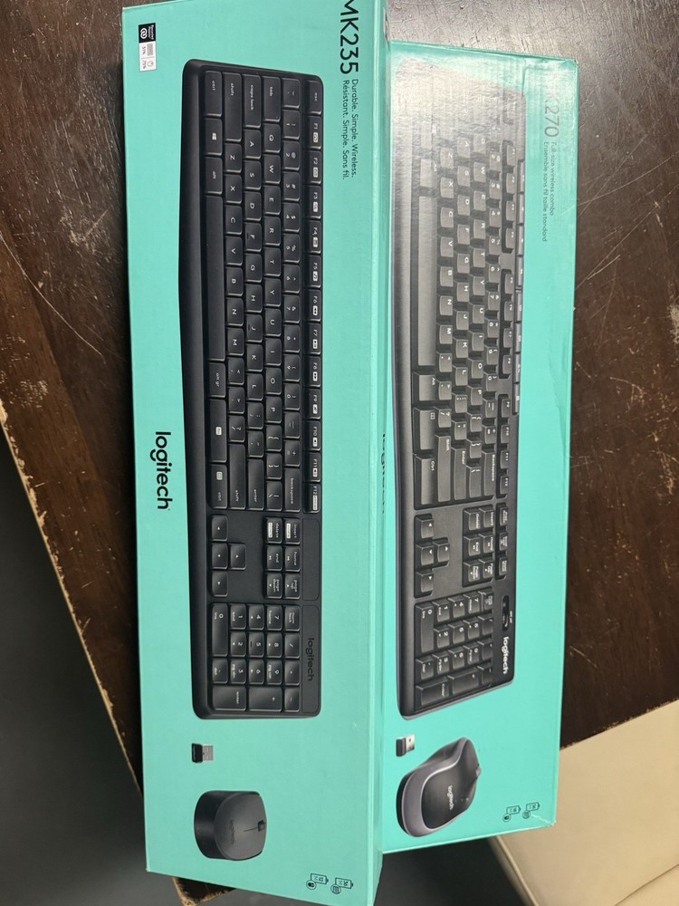 Logitech MK235 MK270 Wireless Keyboard Mouse Bundle Plug & Play Black