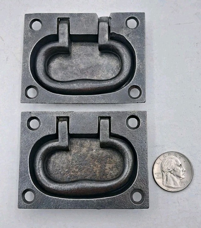Antique Tool Box Chest Handles Recessed Drop Pulls Vintage Hardware Pair Handle