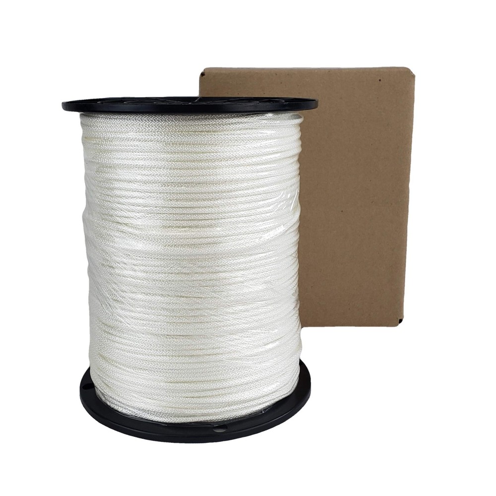 1/8" Nylon Rope, Solid Braid Utility Rope, 1000 ft Spool, Dyeable Industrial ...