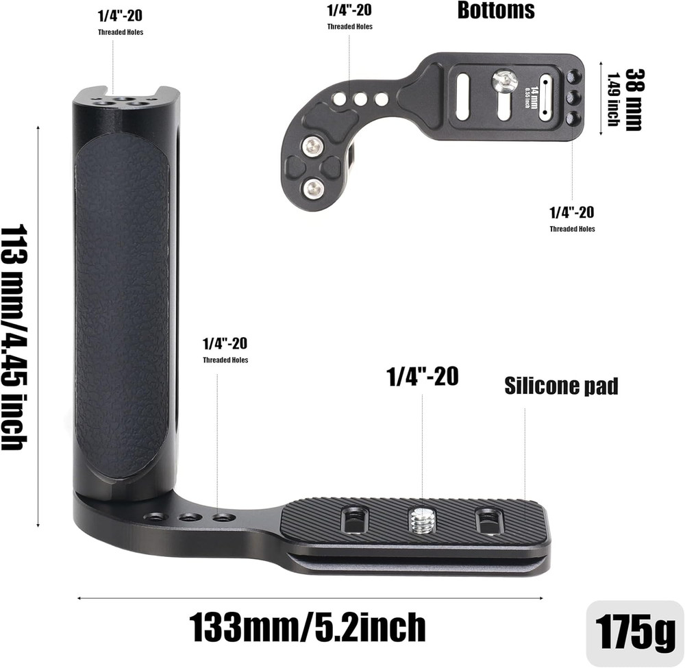 Universal Camera 2Nd L-Type Bracket Holder with Side Handle Grip, Quick Release