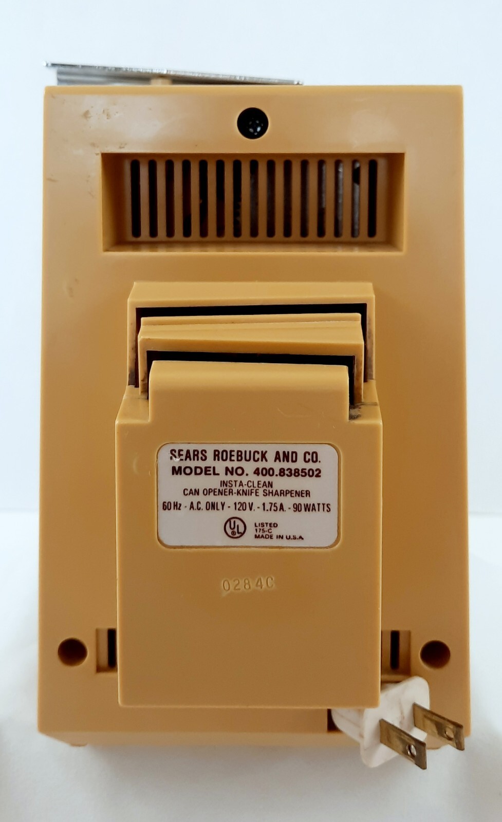 Vintage Sears Gold Counter Craft Insta Clean Can Opener Knife Sharpener