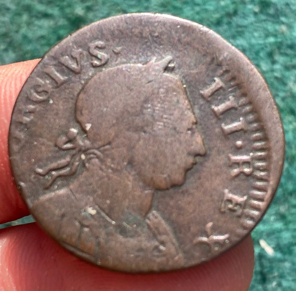 1775 Off Center British Half Penny