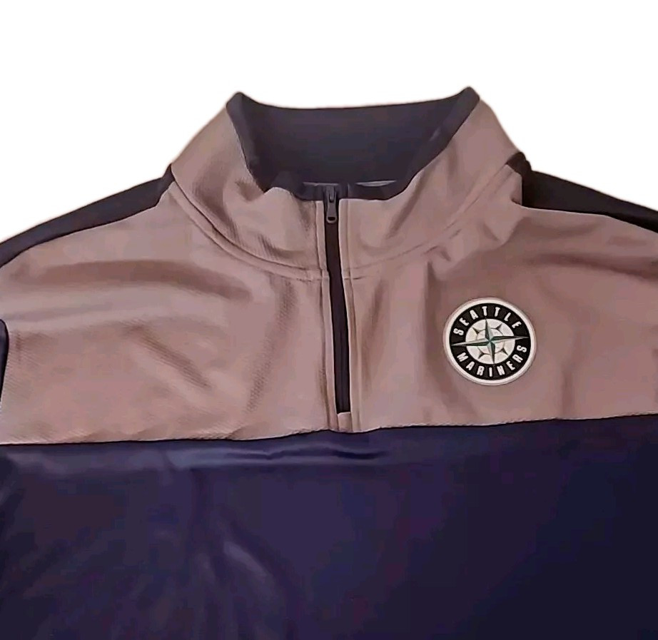 Seattle Mariners Majestic Size XLARGE Long Sleeve Performance Pull-over 1/4 Zip
