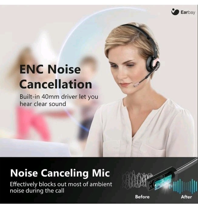 Earbay Wireless Headset With Microphone Black BT786C-D