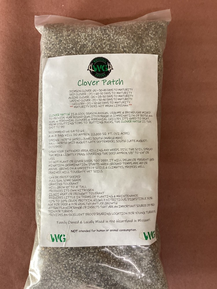 Whitetail Greens Clover Patch 1/2 Acre coverage 4 lb Bag Premium Food Plot Seed