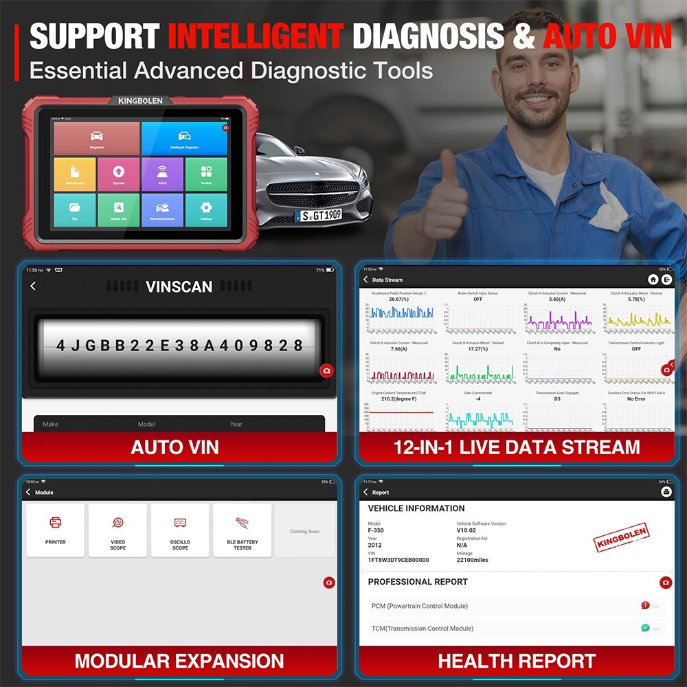 2025 KINGBOLEN K10 PRO PLUS OBD2 Car Diagnostic Tool Scanner Key ECU Coding TPMS