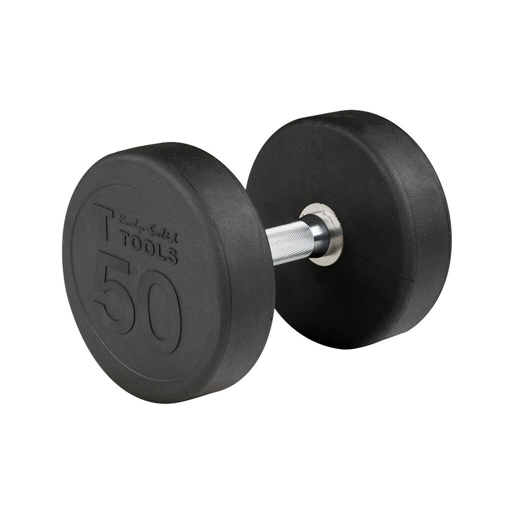 Body-Solid 5-40 lb. Round Rubber Dumbbell Package with Rack